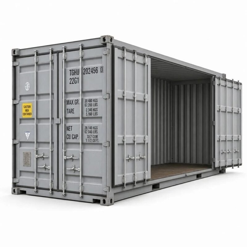 20ft Open Side Full Side Access Container – Used – Gray
