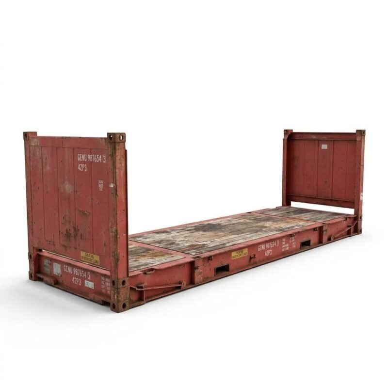 40ft Flat Rack Container – Used – Red