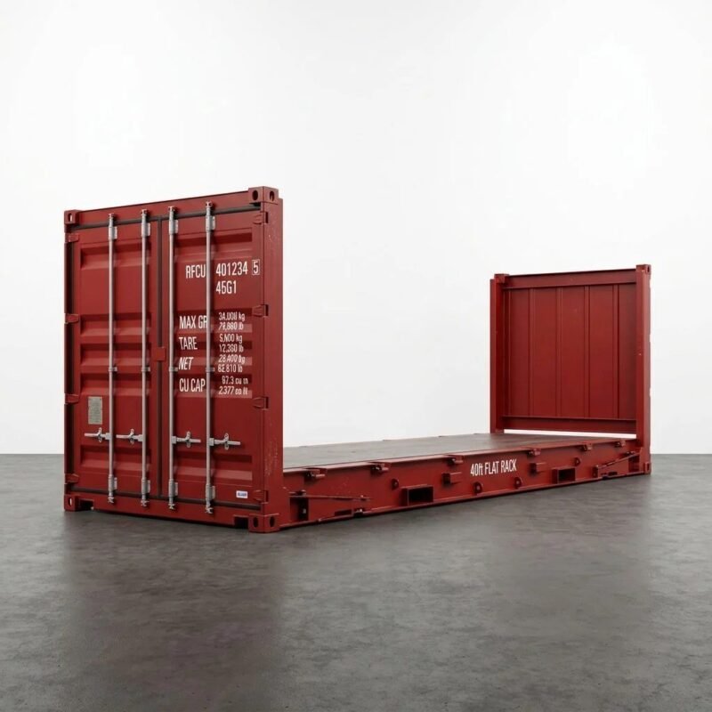 40ft Flat Rack Container – One-Trip – Red