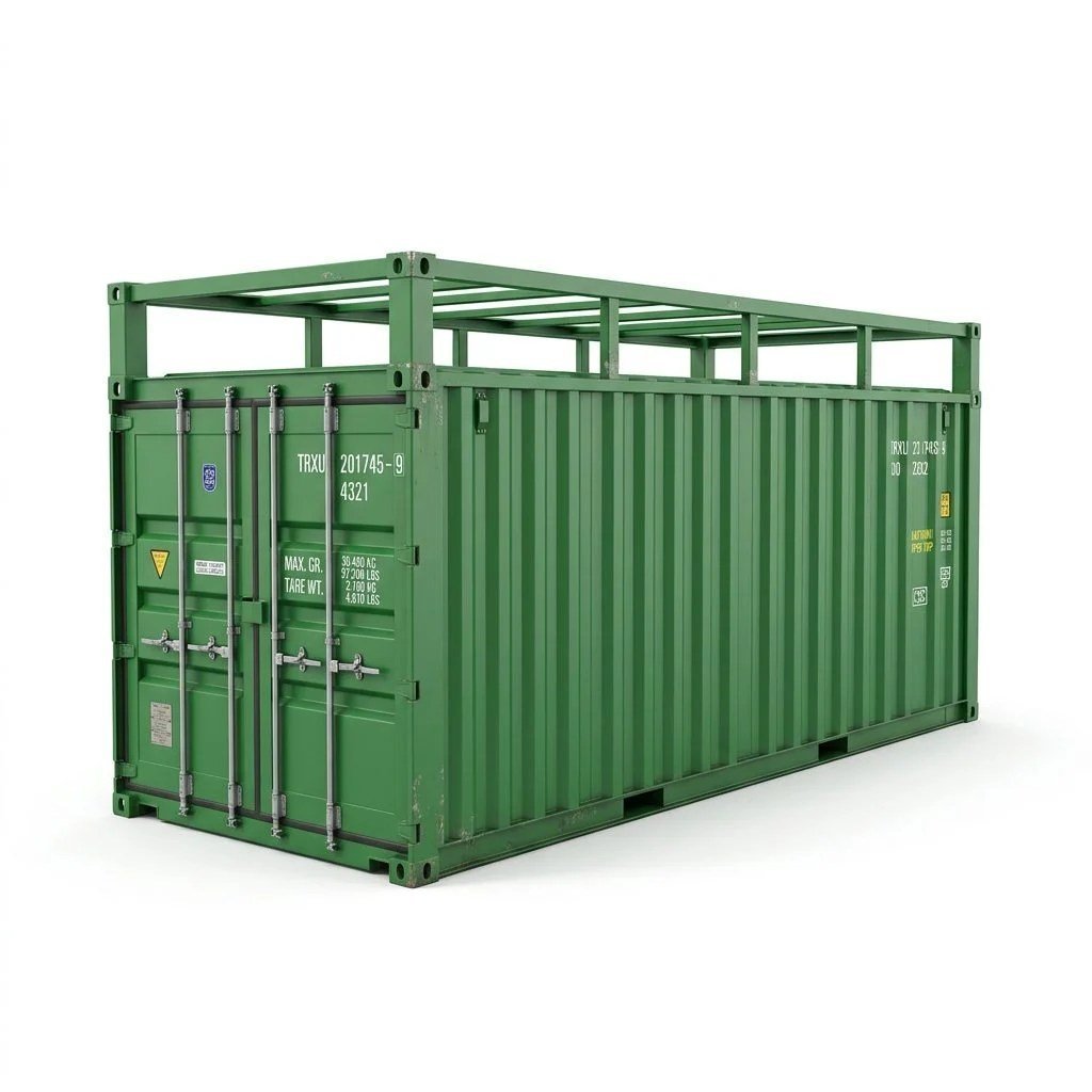 20ft Open Top Container – One-Trip – Green