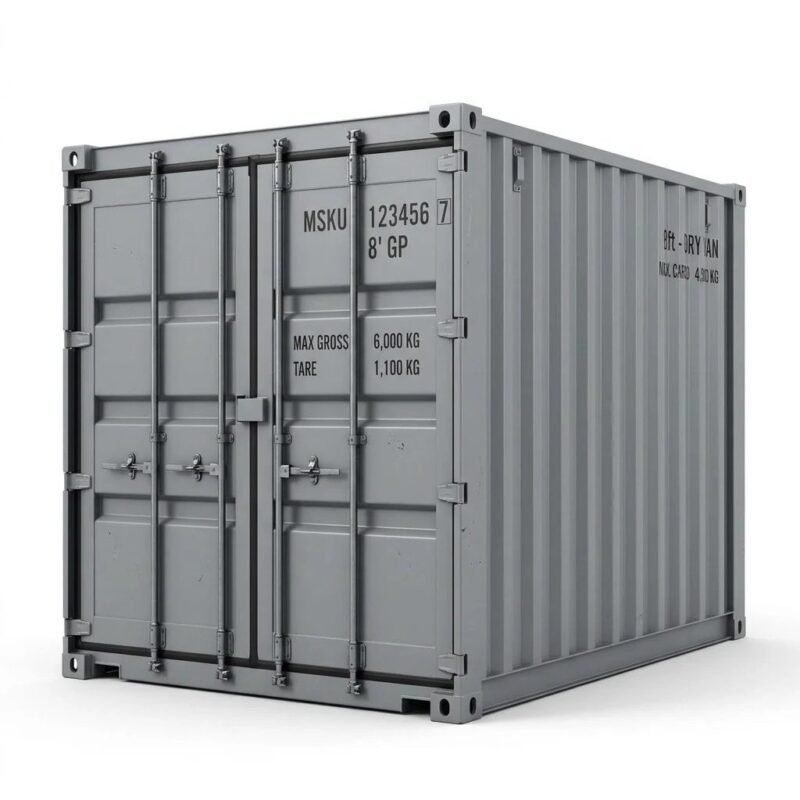 8ft One-Trip Shipping Container – One-Trip – Gray
