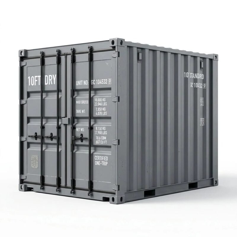 10ft Standard Shipping Container – One-Trip – Gray