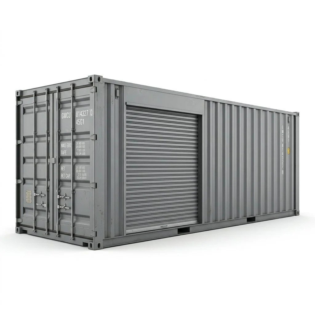 40ft Storage Container with Roll-Up Door – Modified – Gray