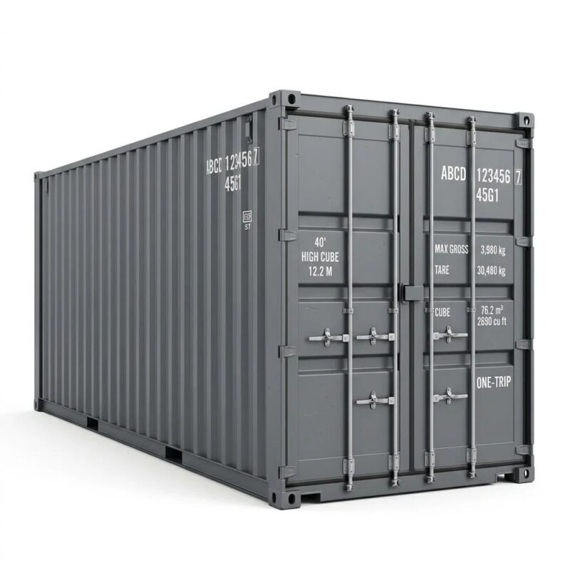 40ft High Cube Standard Container – One-Trip – Gray